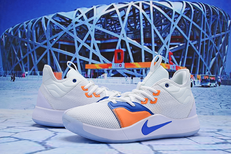 Nike Paul George III White Blue Orange Shoes - Click Image to Close